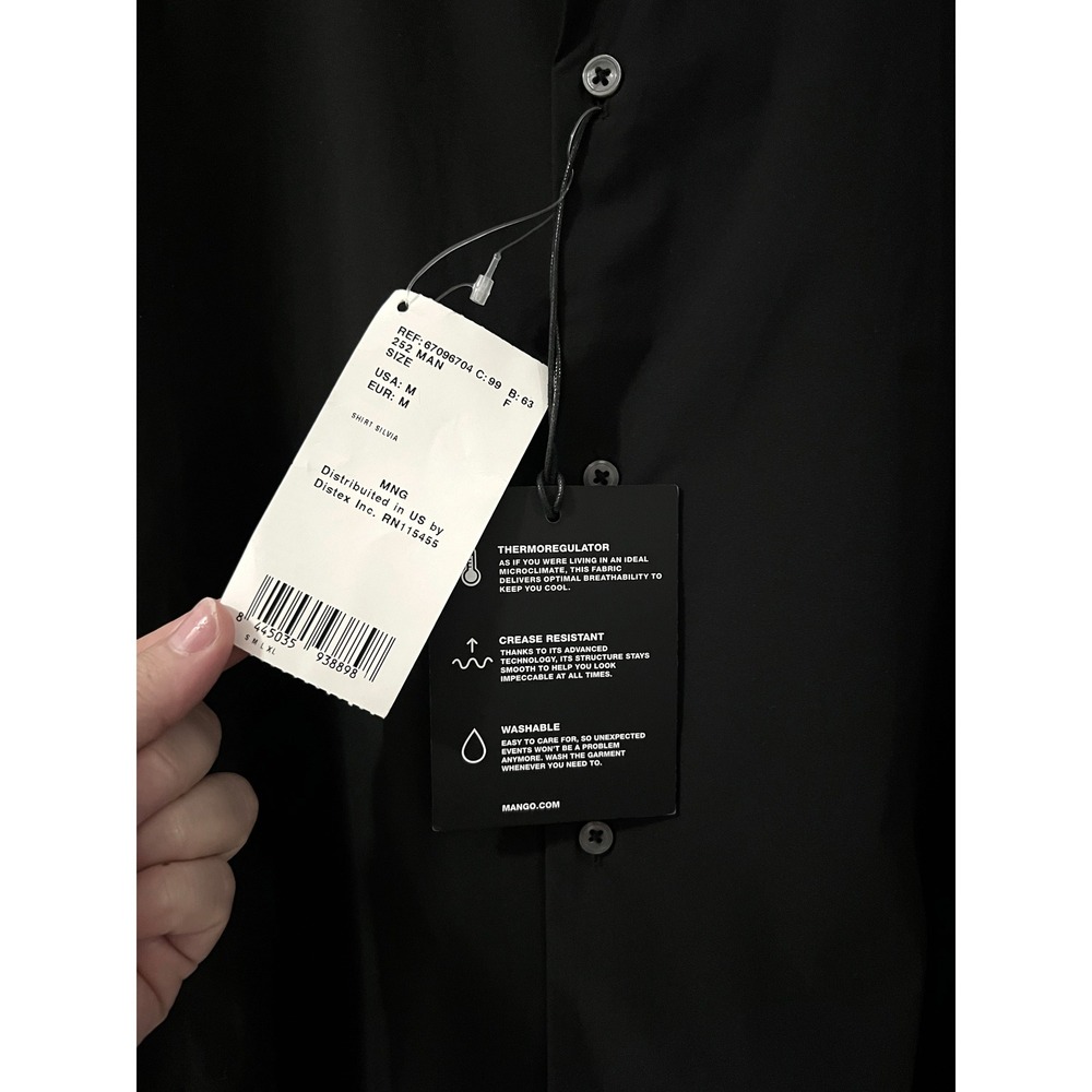 MNG Improved Mens Black Short Sleeve Button Up Thermoregulator Shirt - Picture 6 of 8
